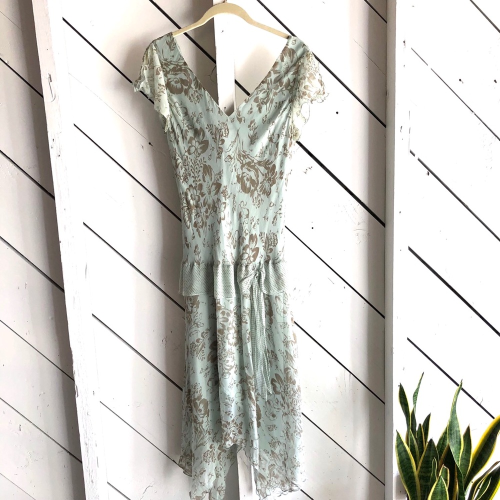 Vintage Style Mint Drop Waist Midi